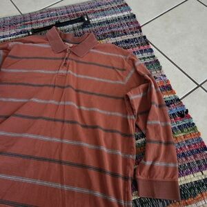 St Johns Bay Men's Terracotta Striped Polo Shirt Size 3XL